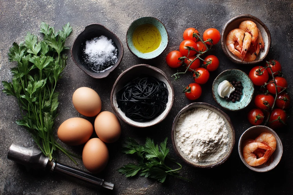Squid Ink Pasta Ingredients Spread