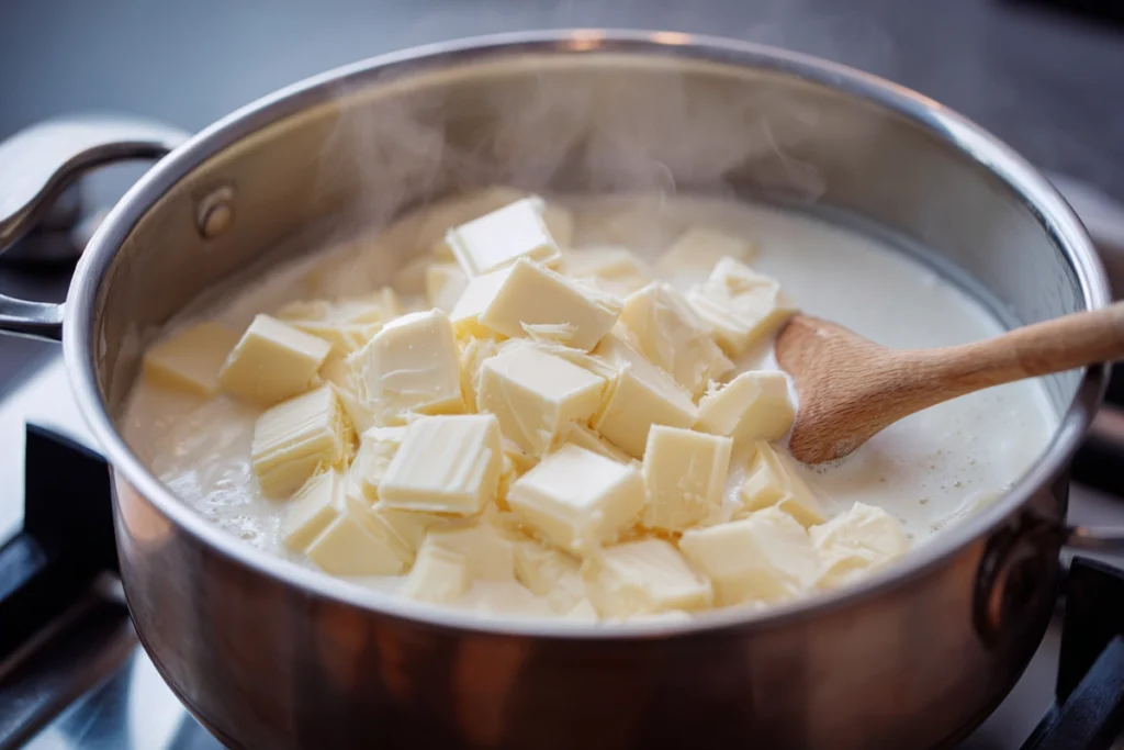 White Hot Chocolate Melting Chocolate Step