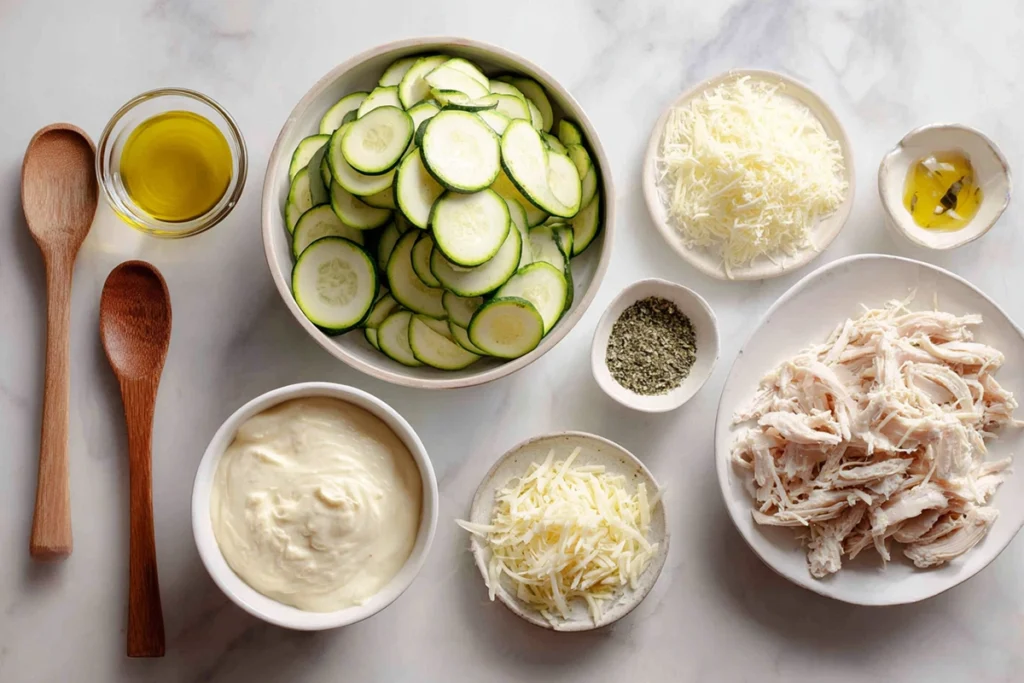 Zucchini Chicken Alfredo Roll Up Ingredients