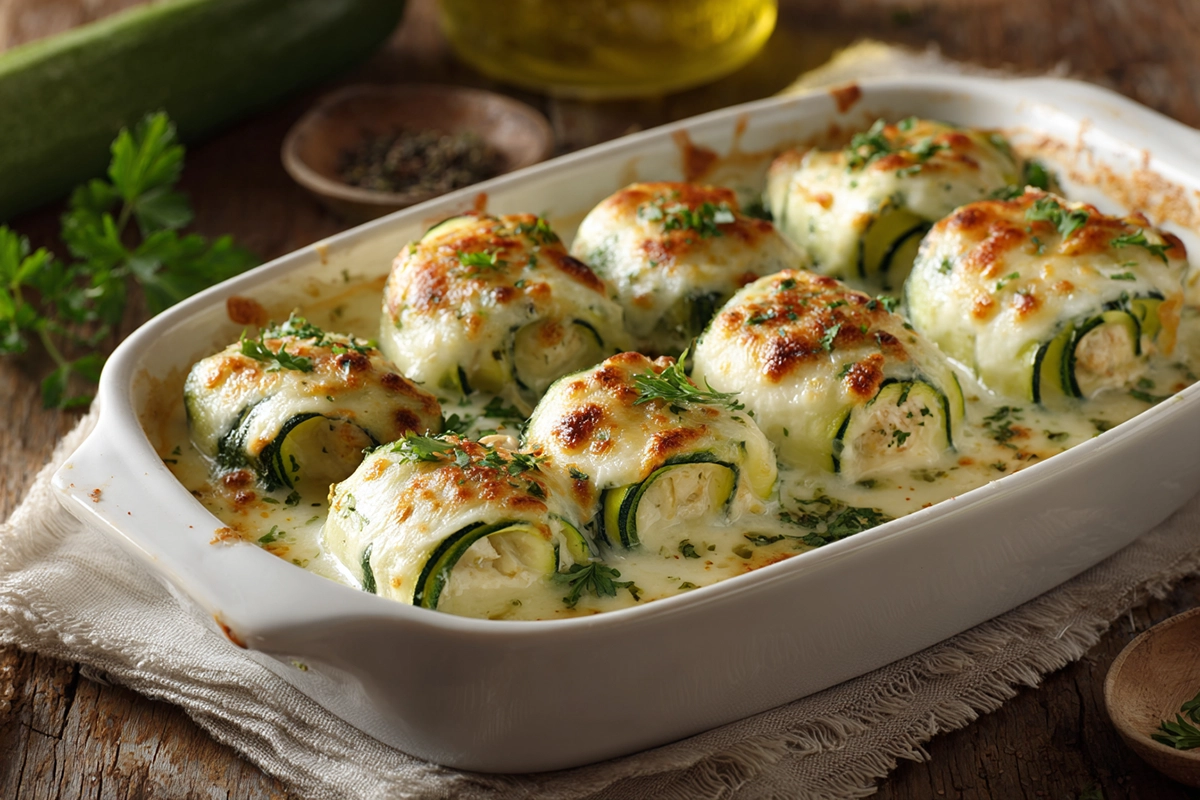 Zucchini Chicken Alfredo Roll Ups