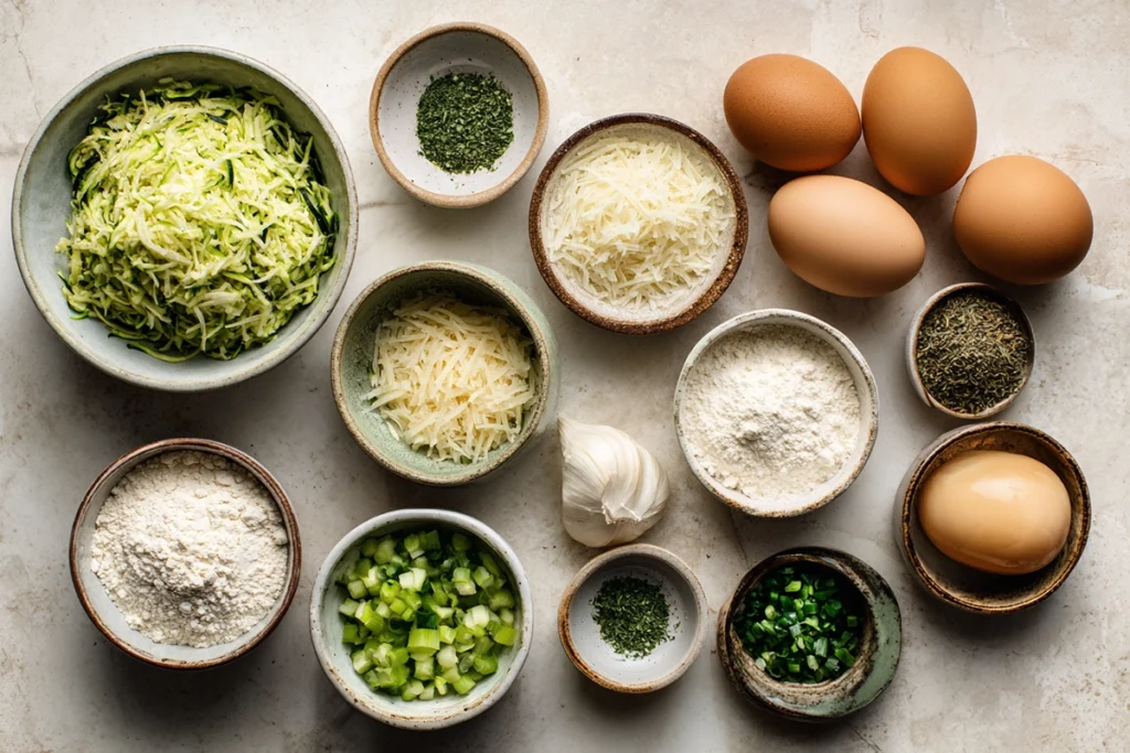Zucchini Fritters Ingredients Shot