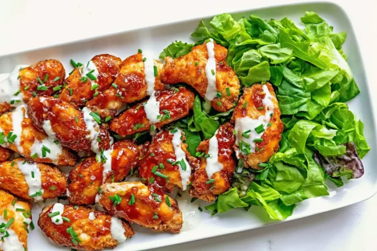 crispy baked honey BBQ popcorn chicken in a bowl with golden coating and sticky sauce