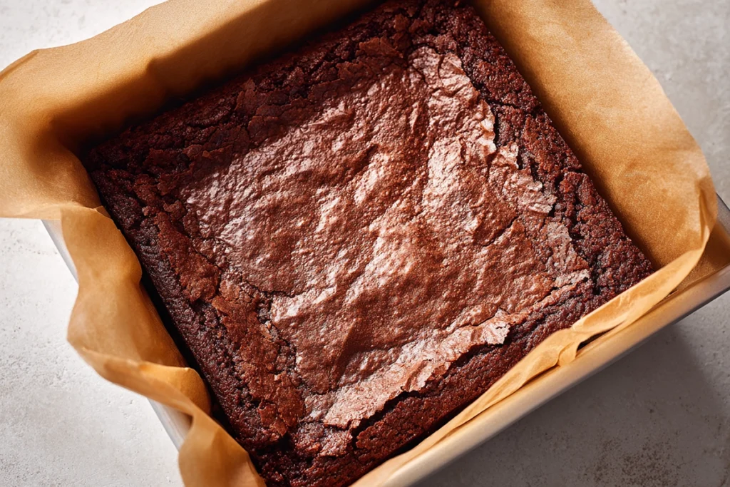 Freshly baked Mexican brownies cooling in the pan