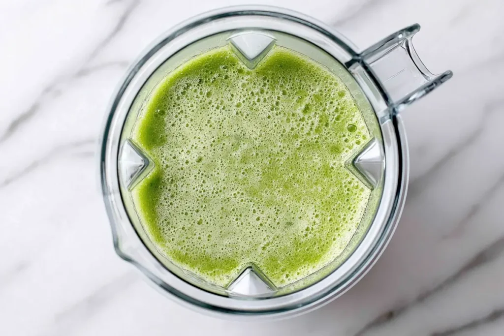 Cucumber Lemonade with Honey for Hot Summer Days 4 Frothy blended cucumber juice prepared for homemade cucumber lemonade