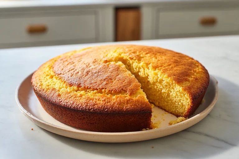 freshly baked buttermilk cornbread on a ceramic plate