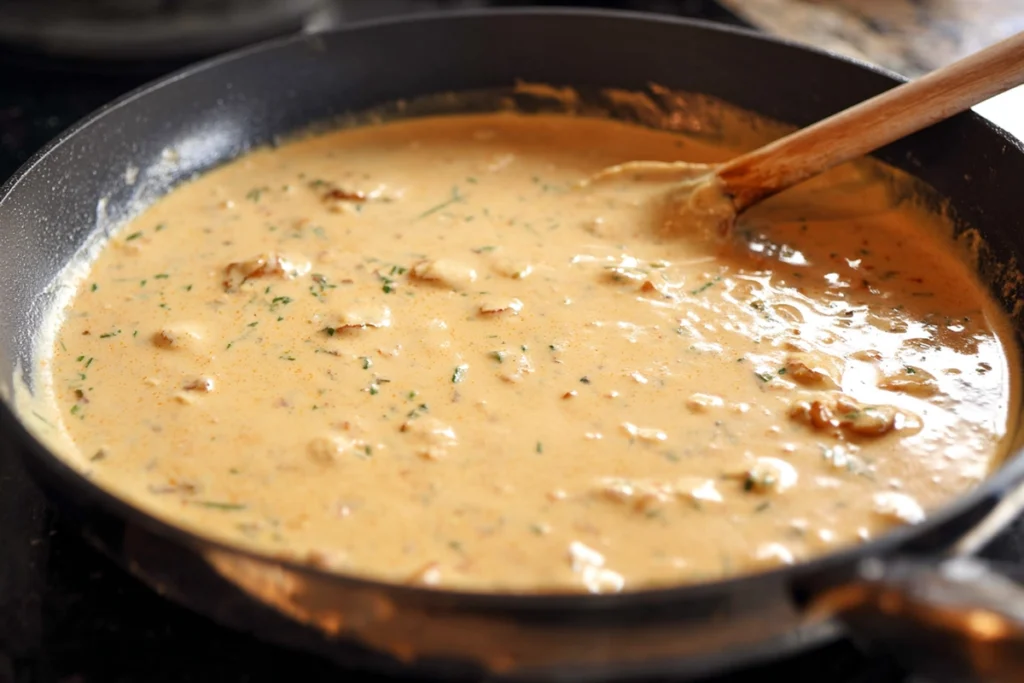 seared scallops cajun cream sauce scallops browning in skillet