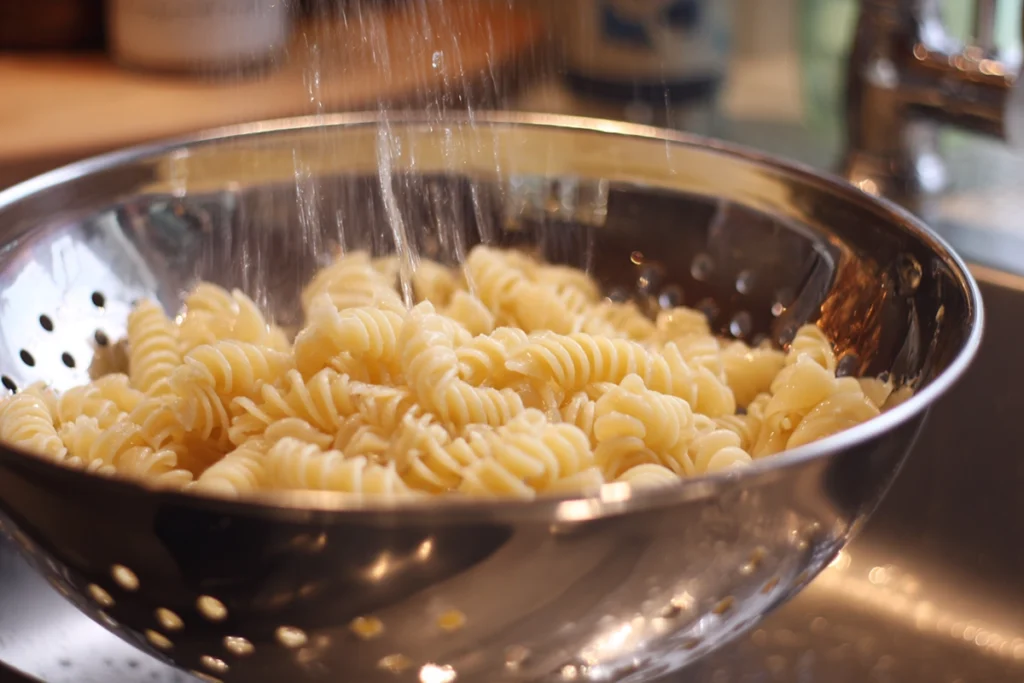 rinsing pasta for smoked salmon pasta salad recipe
