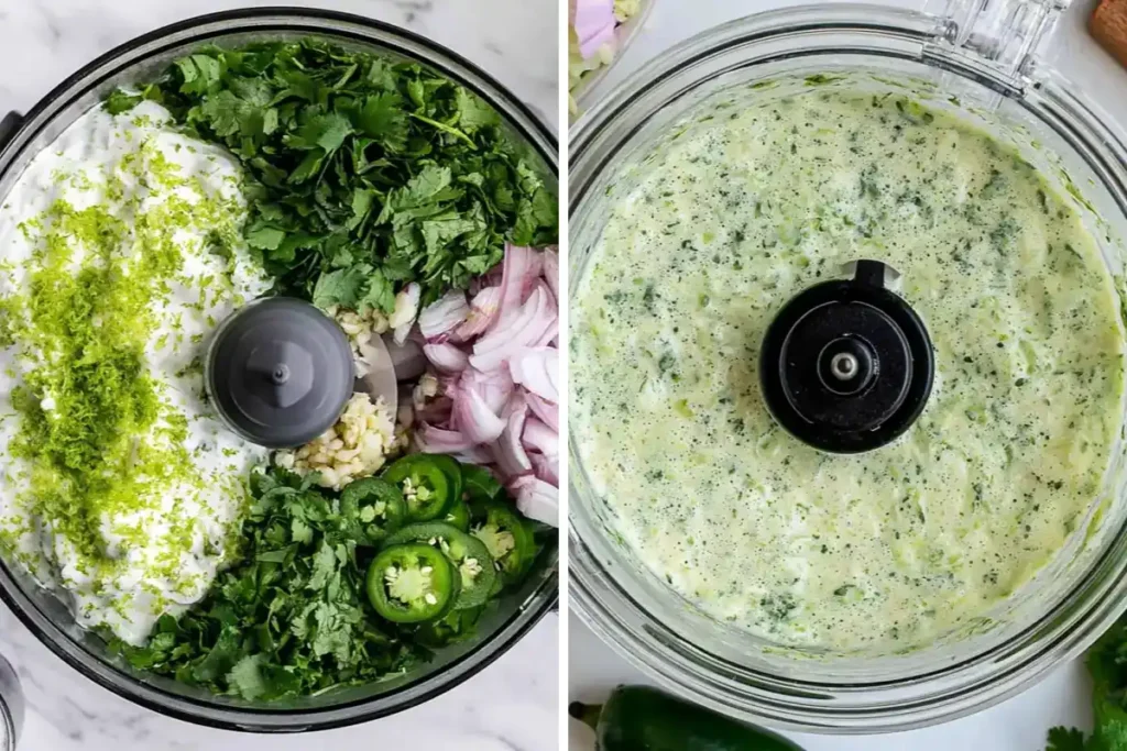 Shrimp Taco Recipe with Creamy Cilantro Lime Slaw 4 Creamy cilantro lime dressing blended for shrimp taco recipe