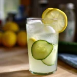 cucumber lemonade with honey served cold in a clear glass