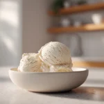 dandelion honey ice cream served fresh in a modern bowl