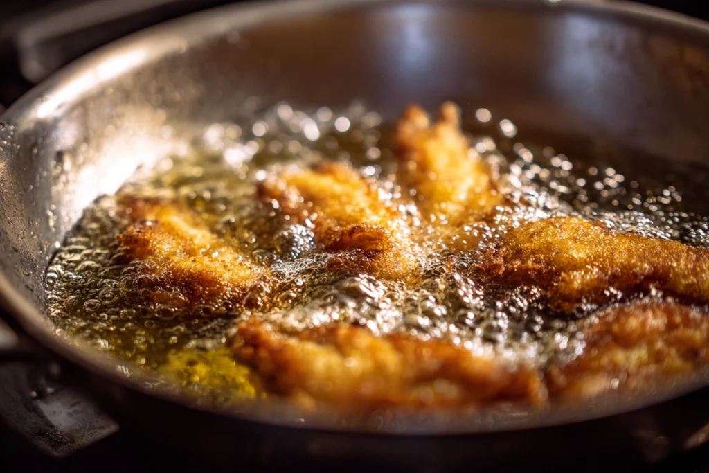 Fish Wings Recipe frying in oil until golden and crispy