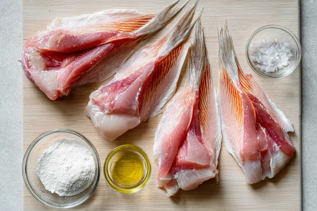 Fish Wings Recipe ingredients arranged neatly for frying