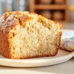 Hawaiian banana bread sliced and served on a plate in a cozy home kitchen