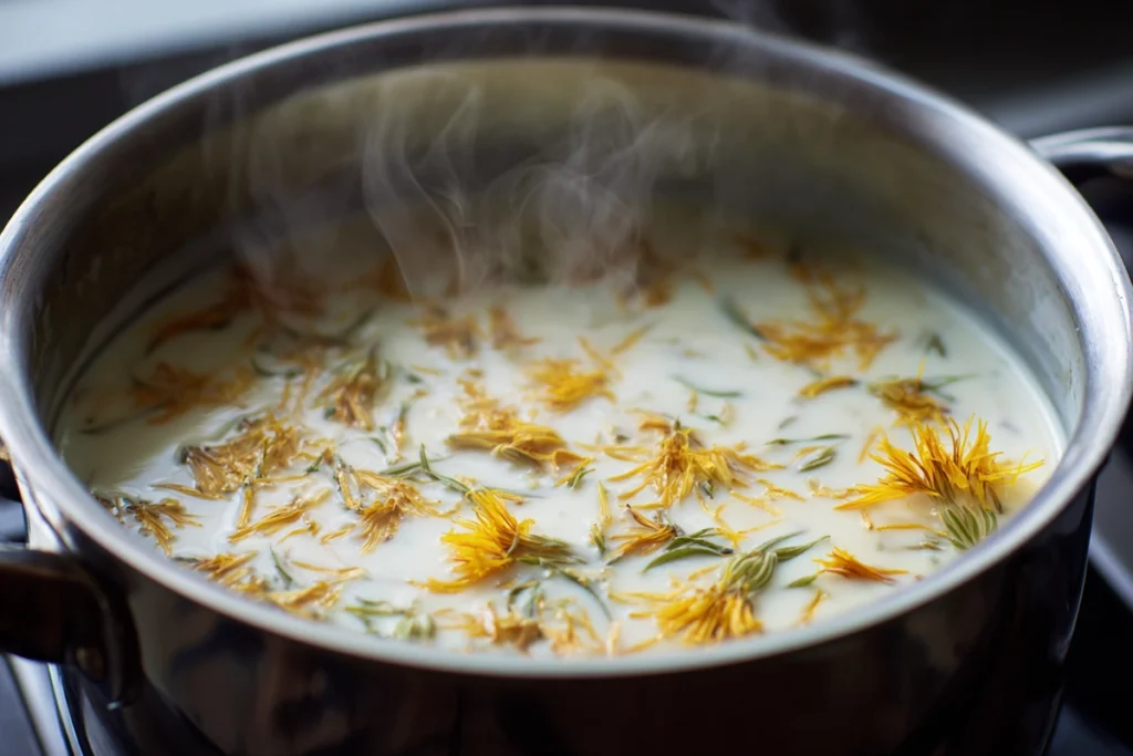 dandelion honey ice cream cream infusion with petals