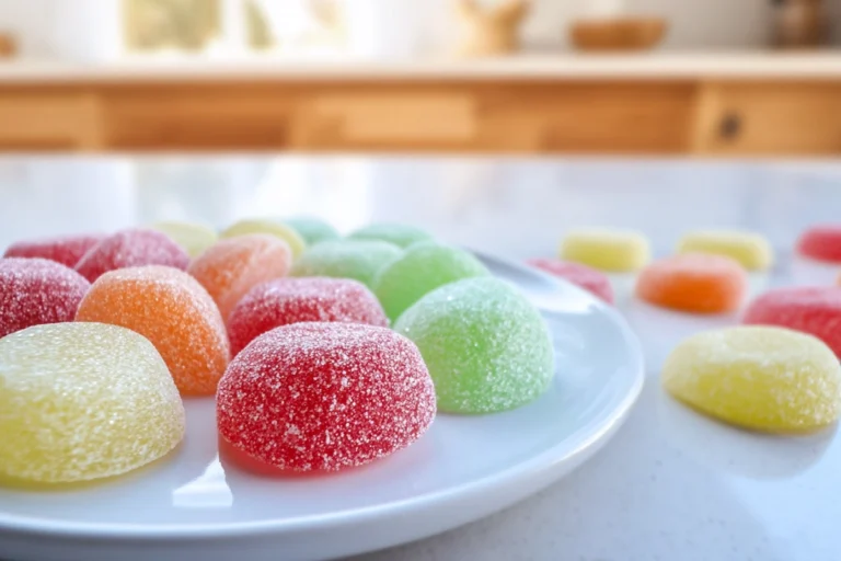 Homemade jello candy melts plated and ready to serve