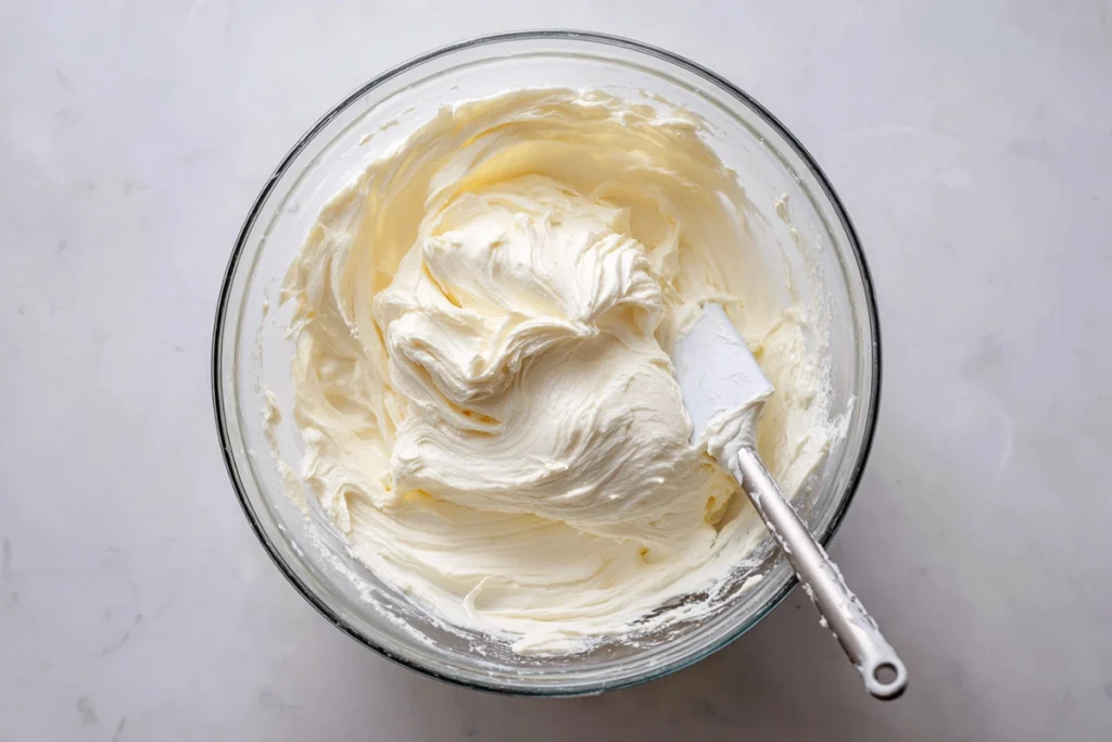 Cream cheese and sugar mixture for jello candy melts being mixed
