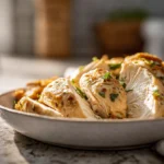 freshly cooked meal prep chicken plated in a modern home kitchen