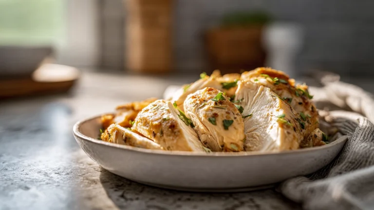 freshly cooked meal prep chicken plated in a modern home kitchen