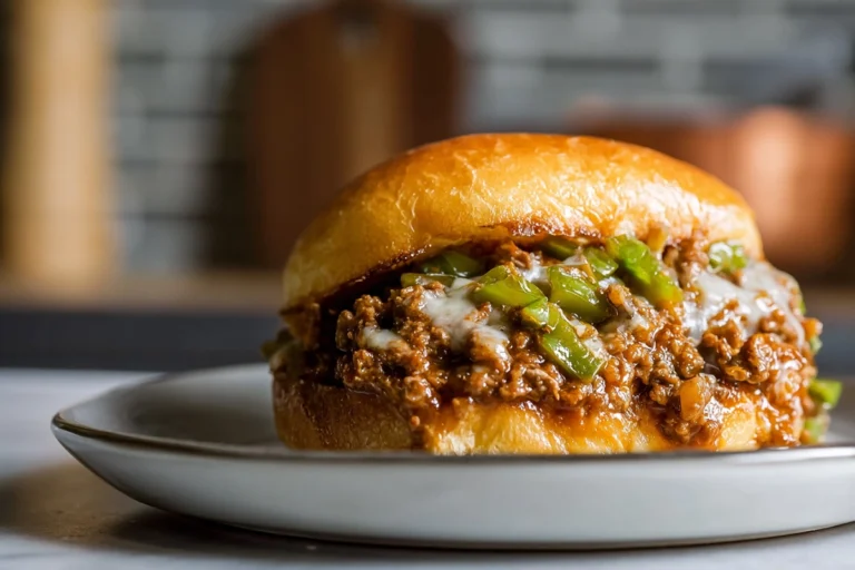 Philly cheese steak sloppy joes served warm on toasted brioche buns
