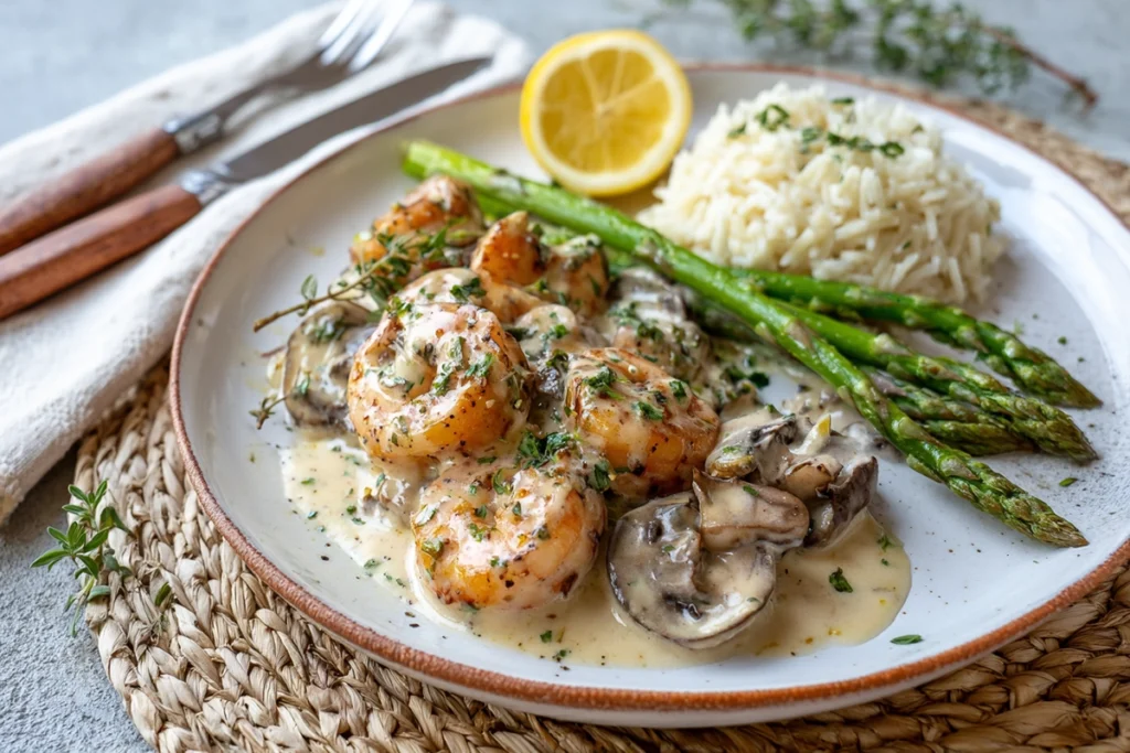 seafood mushroom Serving Suggestion – Complete Meal Plating
