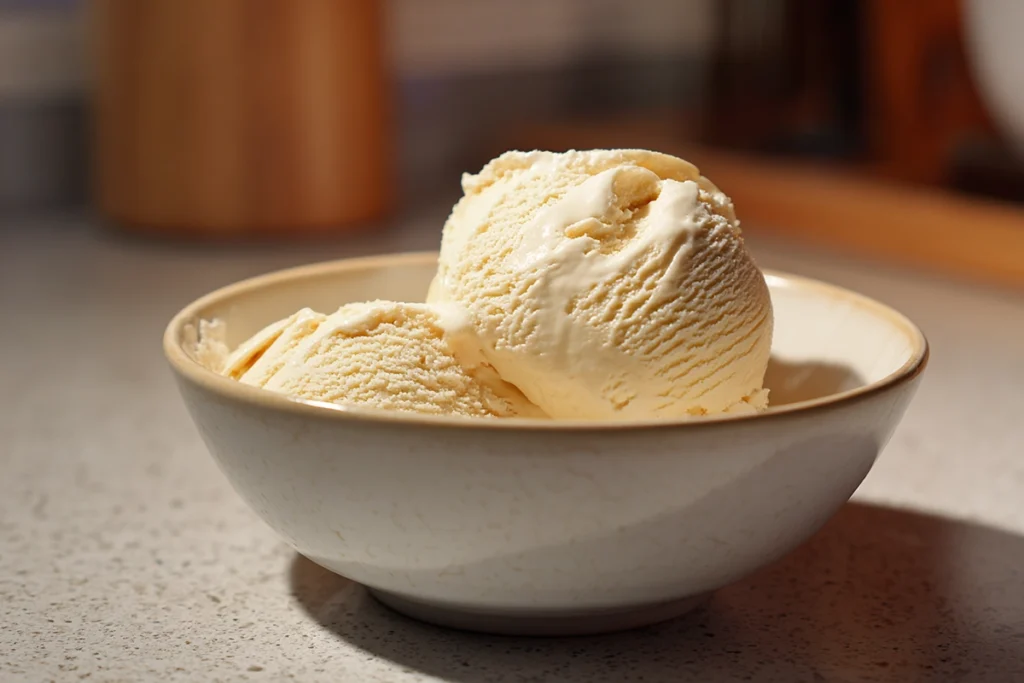 dandelion honey ice cream served and ready to eat