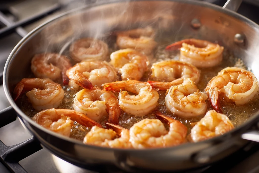 Shrimp Taco Recipe for Cozy, No-Fuss Taco Nights 9 shrimp taco recipe shrimp cooking in a skillet