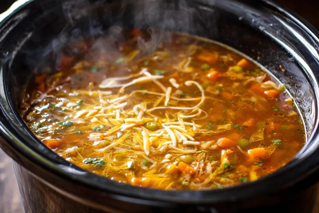 Slow cooker nacho soup becoming creamy after adding cheese and cream