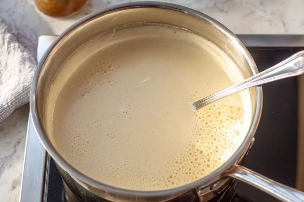 Sour cream chicken enchilada casserole sauce thickening in saucepan