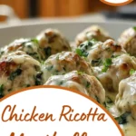 southern style baked chicken ricotta meatballs with creamy spinach Alfredo