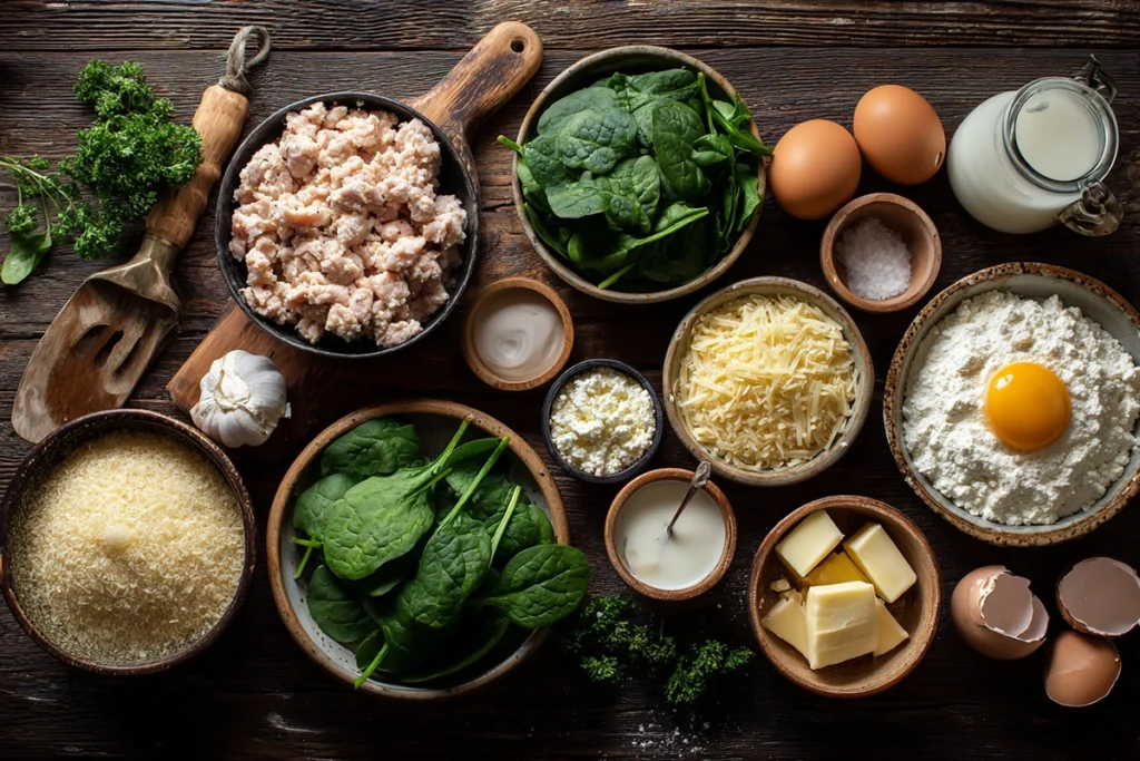southern style baked chicken ricotta meatballs with spinach alfredo sauce Ingredients
