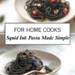 homemade squid ink pasta in a cozy kitchen