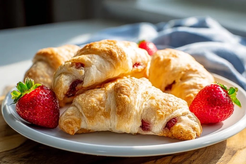 Strawberry cheesecake rolls served warm and ready to eat