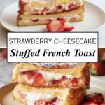 strawberry cheesecake stuffed french toast made fresh at home