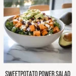 Sweetpotato Power Salad with roasted sweetpotatoes and kale