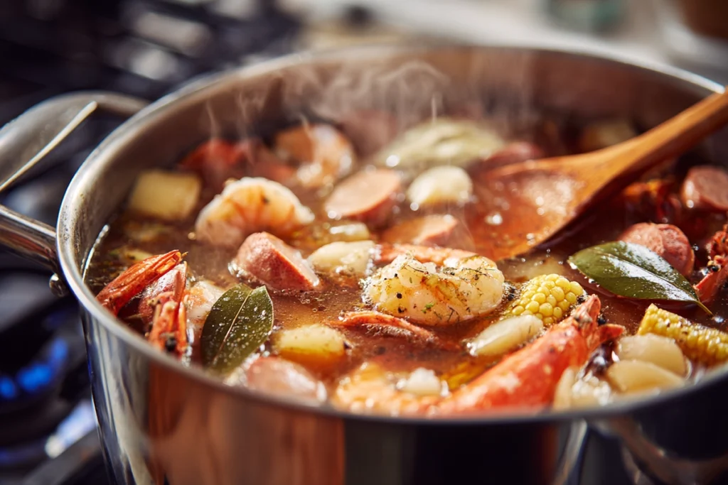 tasty wings and seafood​ Southern Seafood Boil in Progress