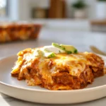tortilla chip enchiladas plated fresh on a ceramic plate