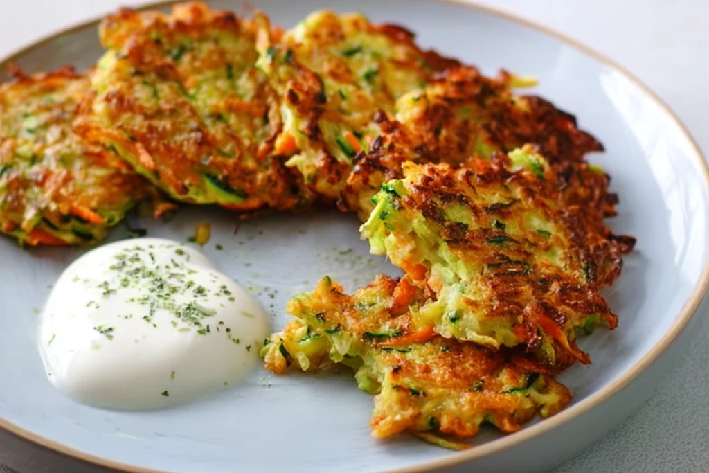 vegetable fritters served warm with a tender inside
