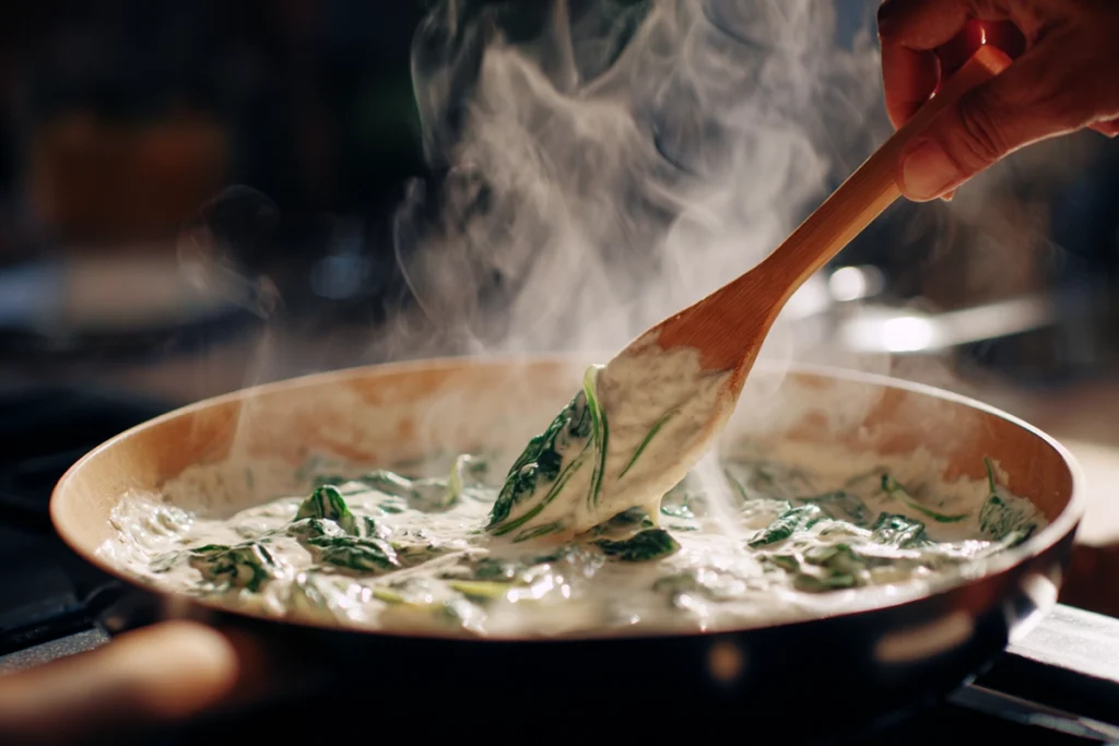 Creamy Spinach PastaStep-by-Step Cooking Scene