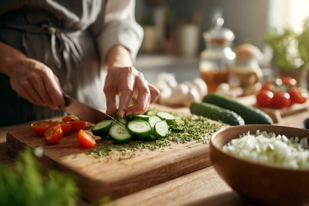 Cucumber Tomato SaladStep-by-Step Preparation