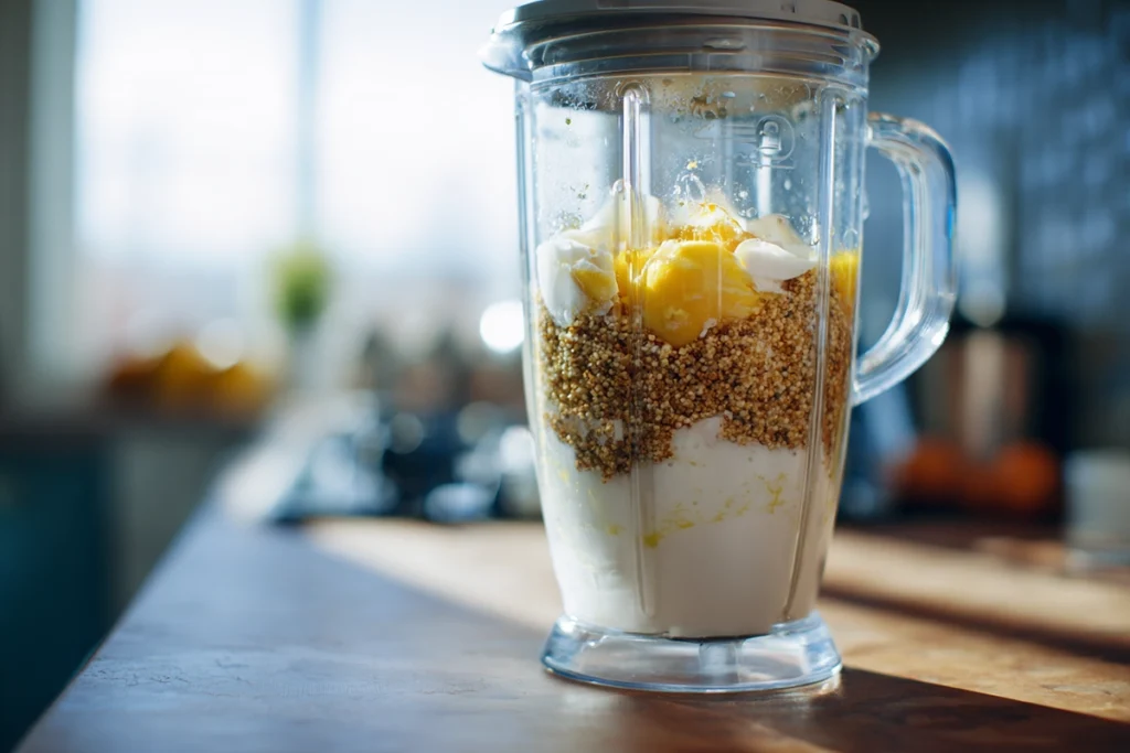 Quinoa Bread Step-by-Step Process (Blending wet ingredients)
