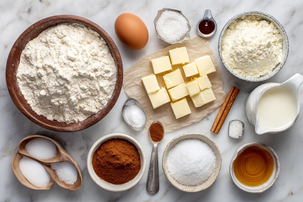 cinnamon scone Ingredients Flat Lay