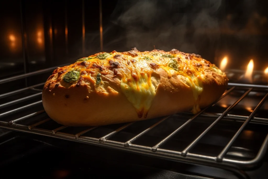 jalapeño cheese bread Final Baked Bread with Steam
