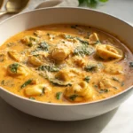 creamy marry me chicken soup served warm in a modern ceramic bowl