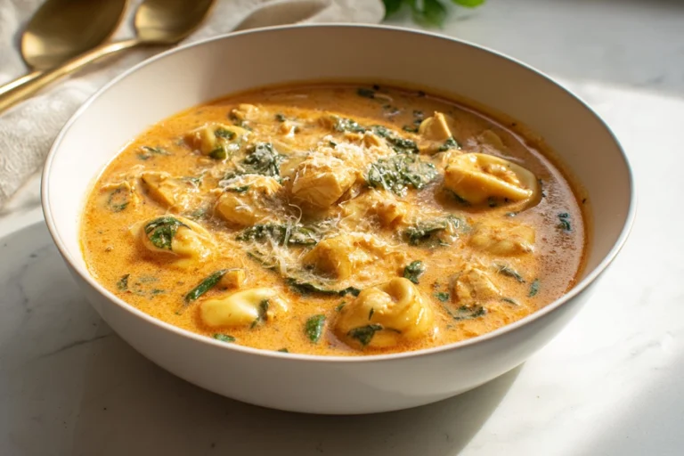 creamy marry me chicken soup served warm in a modern ceramic bowl