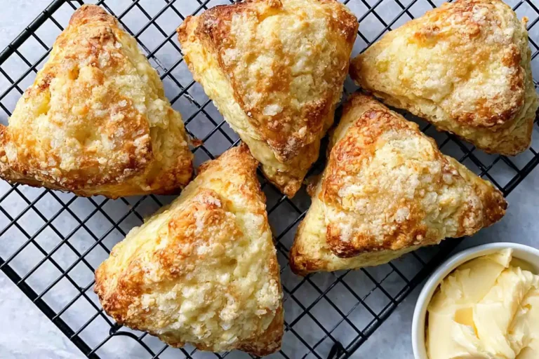 Mohamed Ayad's Perfect Scones Recipe with golden wedges cooling on a wire rack