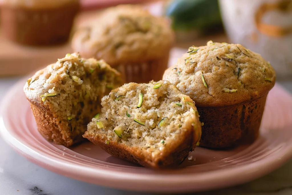 zucchini muffins recipe showing moist crumb just baked