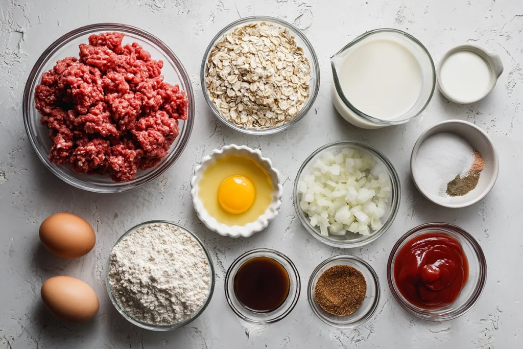 Best Meatloaf Balsamic Vinegar for a Cozy Family Dinner 7 Ingredients laid out for best meatloaf balsamic vinegar recipe