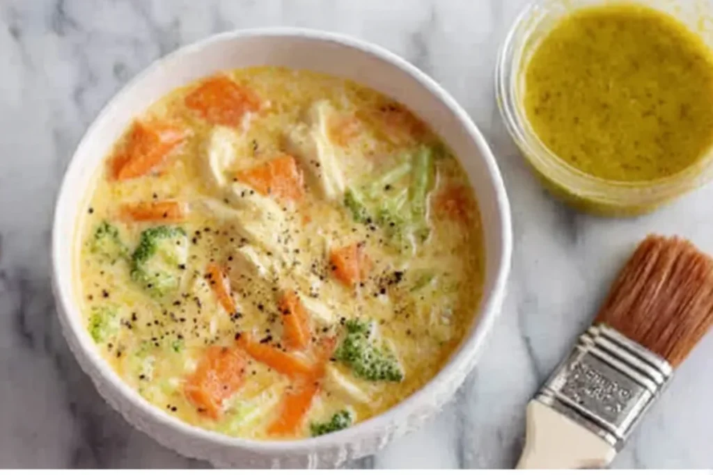 creamy chicken pot pie filling thick enough to coat the back of a spoon