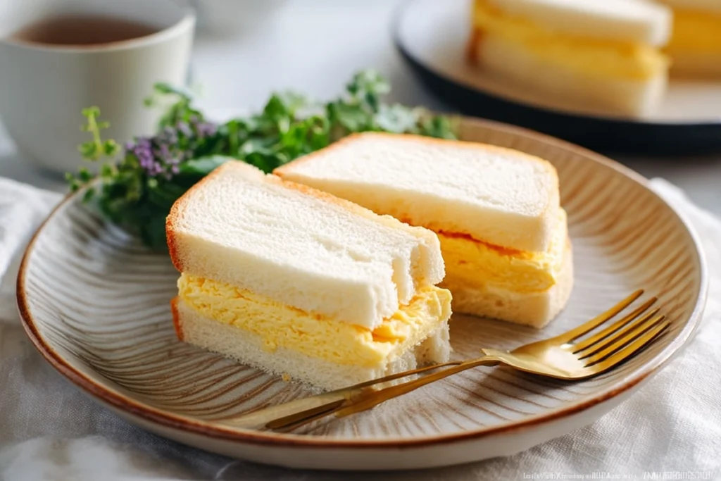 Japanese egg sandwich tamago sando served fresh and ready to eat