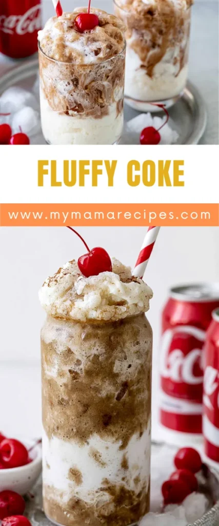 Fluffy Coke: A Creamy Three-Ingredient Viral Drink 5 Fluffy Coke recipe made with marshmallow fluff, crushed ice, and fizzy cola